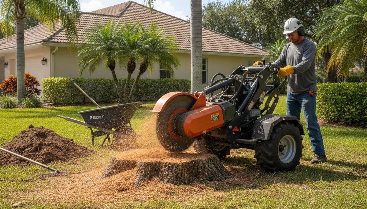 Stump grinding service removing tree stumps in Indian Rocks Beach FL by Saint Petersburg tree experts
