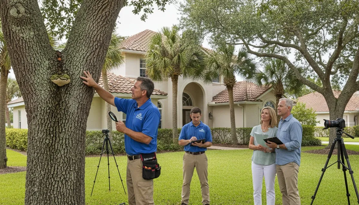 Certified arborist assessing tree health for Belleair Beach homeowners near Saint Petersburg, FL